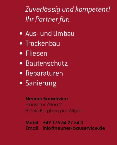 Aus- und Umbau, Trockenbau, Fliesen, Bautenschutz, Reparaturen, Sanierung